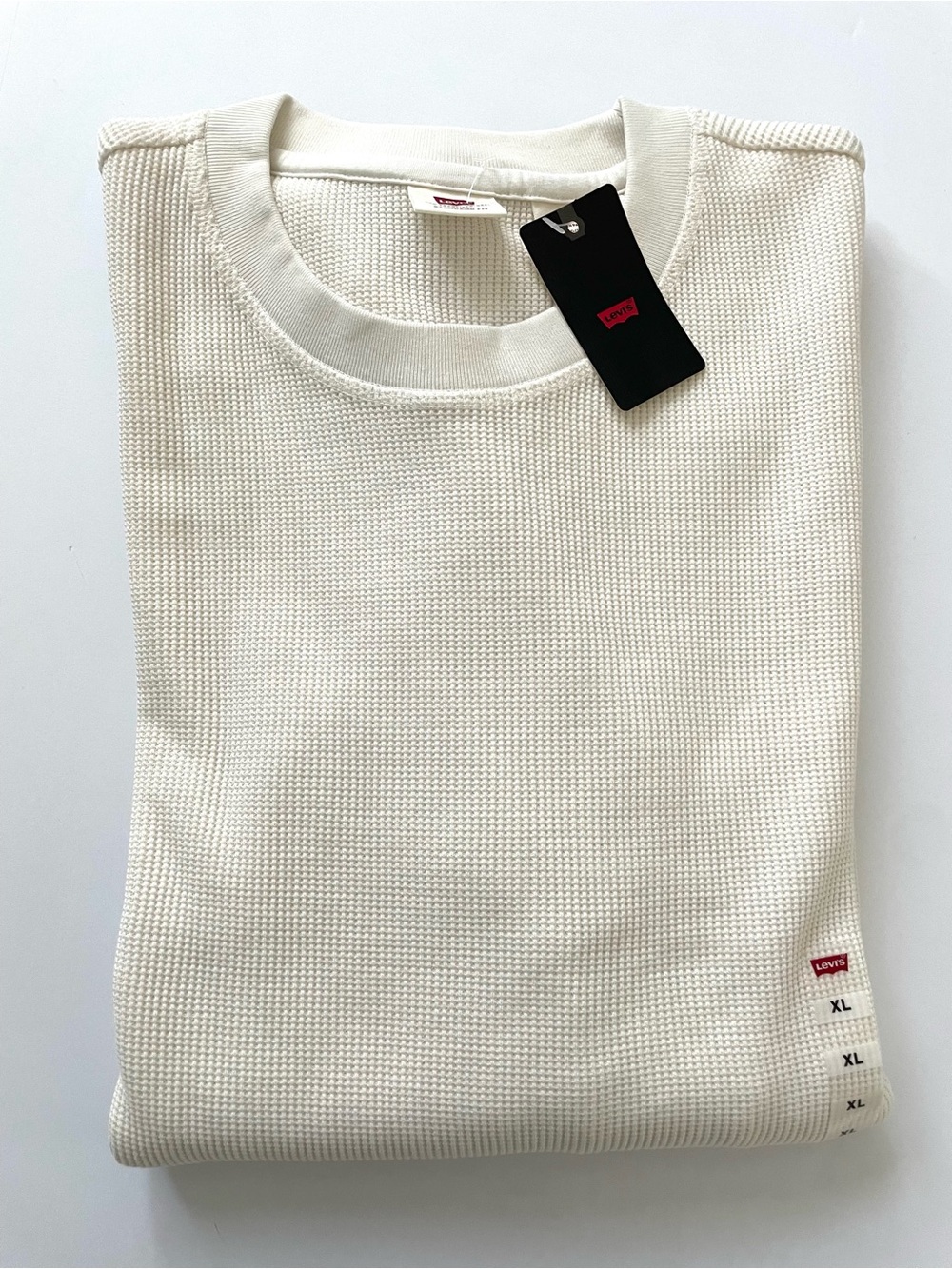Levi's Men's Cream Waffle-Knit Crewneck Sweater - Off-White